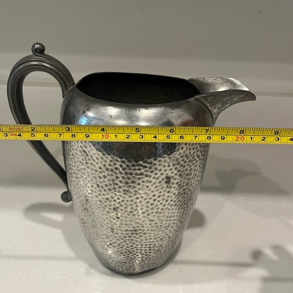 Vintage / Antique Pewter Pitcher Continental 809 Hammered Decorative Handle - Picture 7 of 8